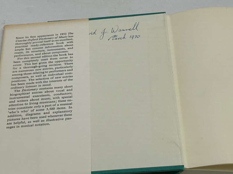 The Concise Oxford Dictionary of Music by Percy A Scholes 1968 Hardback