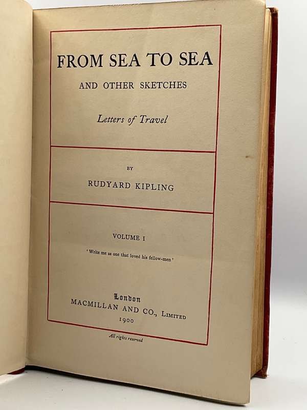 From Sea to Sea and Other Sketches Volume I by Rudyard Kipling |  Macmillan and Co 1900