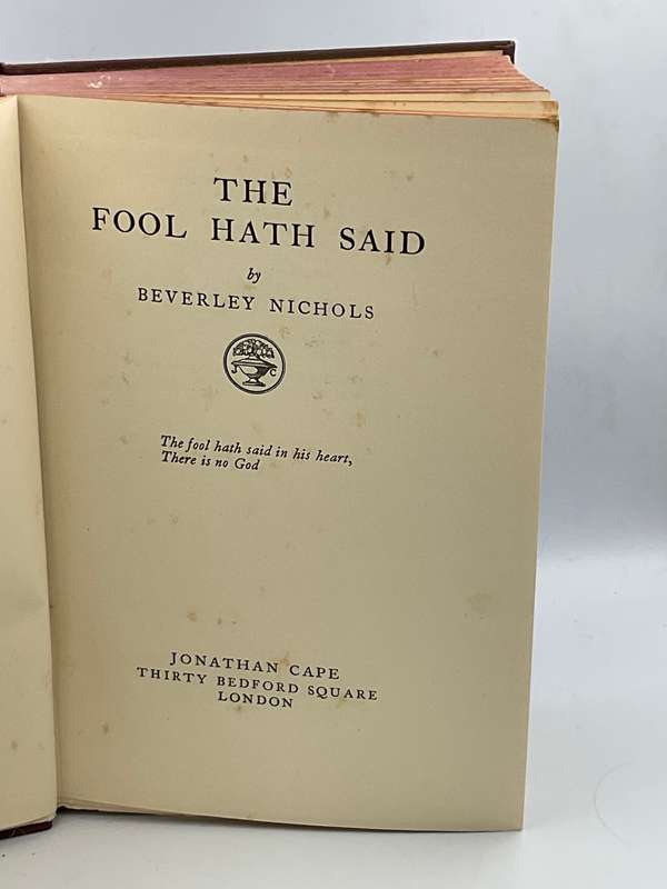 The Fool Hath Said by Beverley Nichols 1937