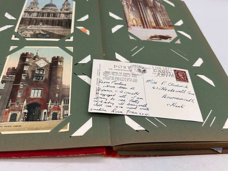 Vintage Postcard Album with Colourful British, European and American Postcards