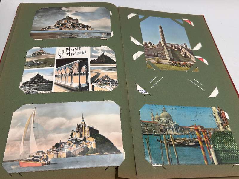 Vintage Postcard Album with Colourful British, European and American Postcards