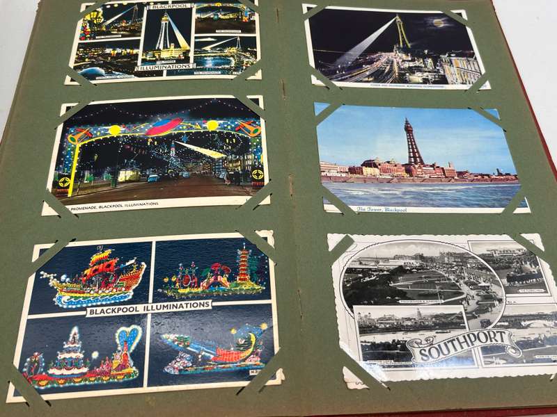 Vintage Postcard Album with Colourful British, European and American Postcards