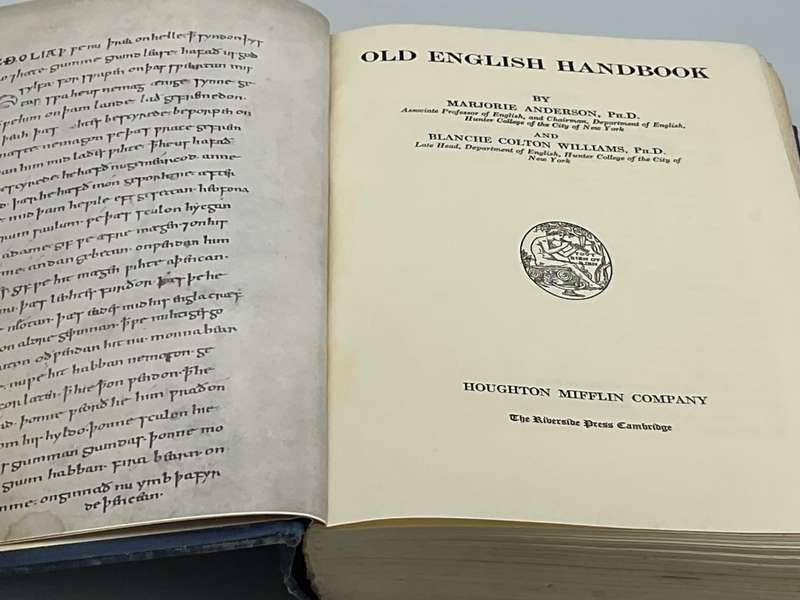 Old English Handbook Marjorie Anderson and Blanche Colton Williams 1963