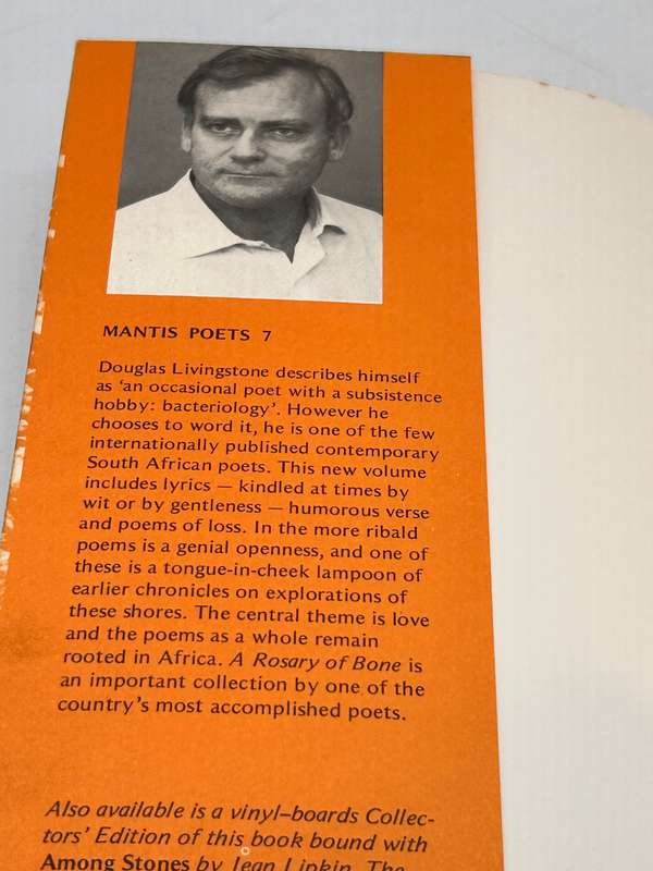 Douglas Livingstone - A Rosary of Bone | Mantis Editions of Southern African Poets 7