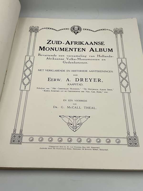 Zuid-Afrikaanse Monumenten Album. Bevattende een verzameling  - Eerw A Dreyer