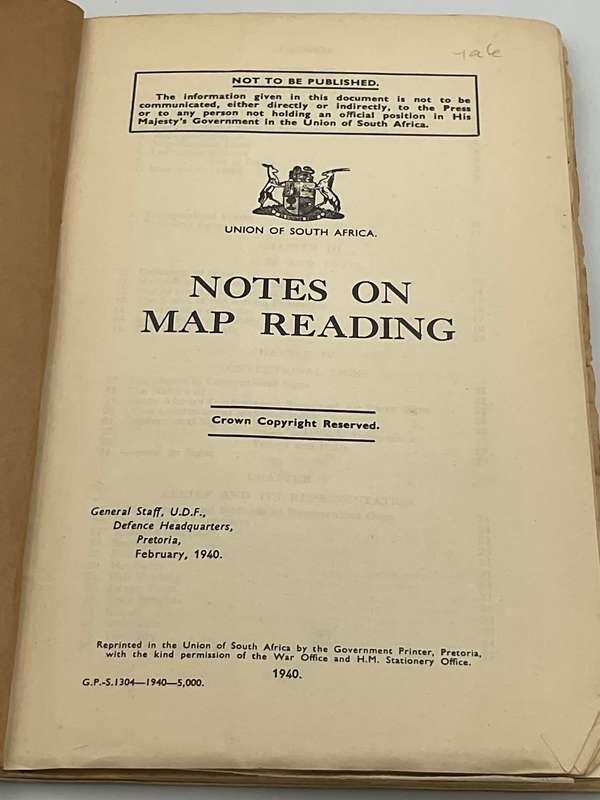 Union Of South Africa - Notes On Map Reading General Staff, UDF Defence Headquarters Pretoria 1940