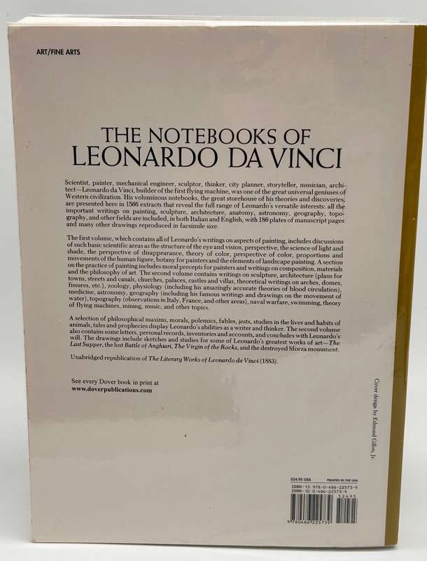 The Notebooks of Leonardo da Vinci by Jean Paul Richter Vol 1 & Vol 2