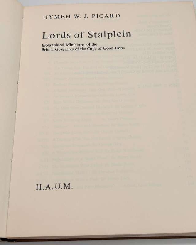 Lords of Stalplein - HWJ Picard. British Govenors of the Cape Colony | First Edition 1974