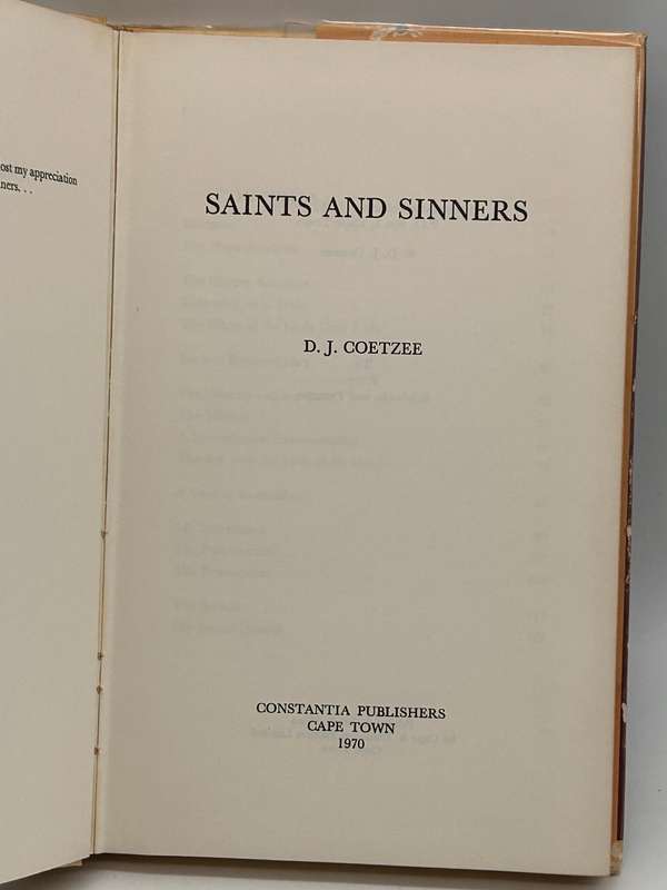 Saints and Sinners by D.J. Coetzee