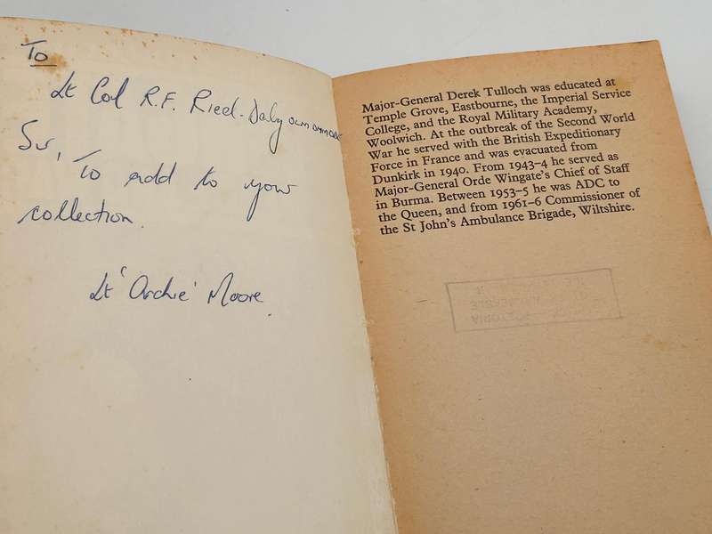 Wingate in Peace and War by Derek Tulloch | Inscription to Lt COl Ried-Daly