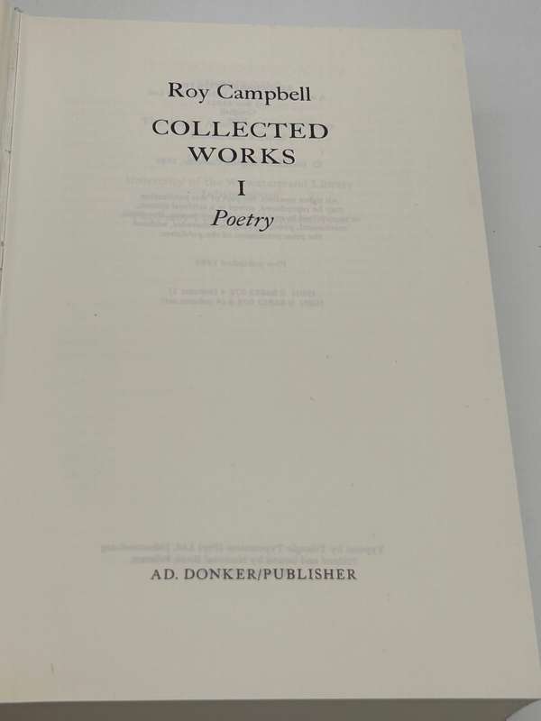 Roy Campbell: Collected Works 2 Vols | First Edition 1985