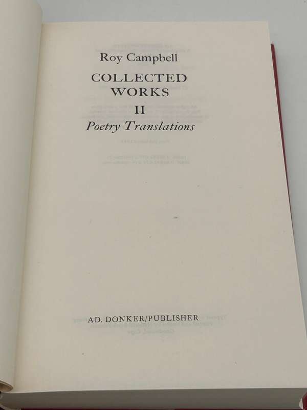 Roy Campbell: Collected Works 2 Vols | First Edition 1985