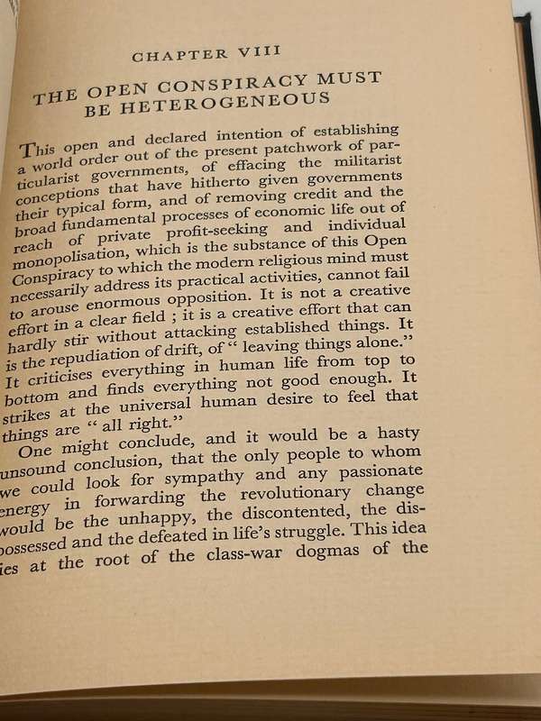 The Open Conspiracy ~ Blueprints for a World Revolution by HG Wells 1928