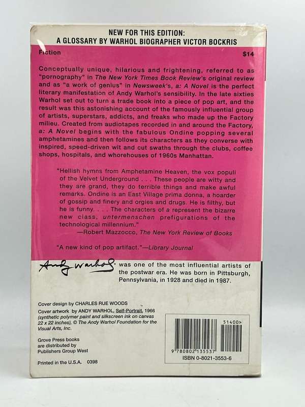A: A Novel by Andy Warhol | Grove Atlantic  1998