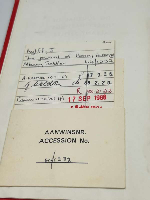 The journal of Harry Hastings Albany Settler by Rev John Ayliff