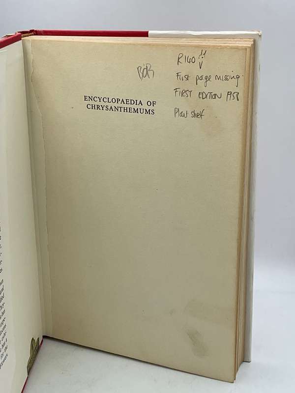 Pearson's Encyclopaedia of Chrysanthemums Monica Bennett First Edition 1958