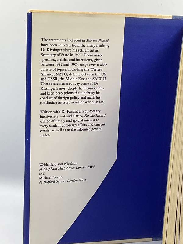 Henry Kissinger ~ For the Record: Selected Statements 1977-1980