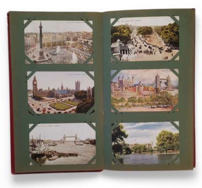 Vintage Postcard Album with Colourful British, European and American Postcards