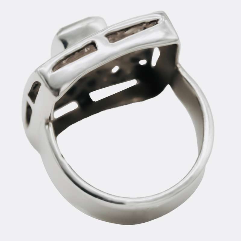 BEAUTIFUL LARGE SOLID STERLING SILVER RING WITH NATURAL PERIDOT & OPENWORK DESIGN