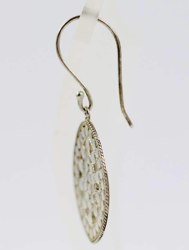 HAND-CRAFTED STERLING SILVER OVAL 'ARMADILLO' HAMMERED FINISH EARRINGS