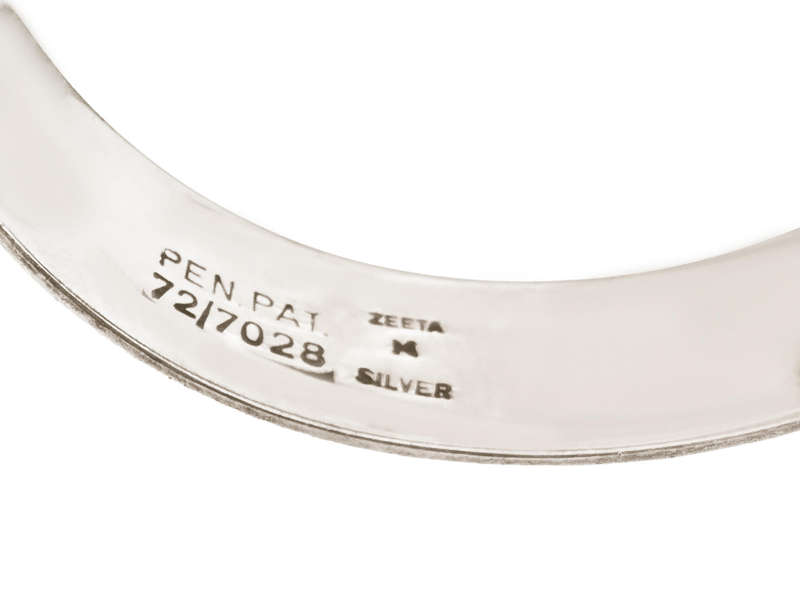 VINTAGE STERLING SILVER BANGLE WITH SAFETY CHAIN "ZEETA" BRAND, SOUTH AFRICA