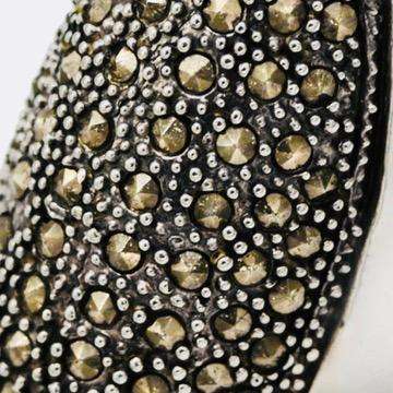 LARGE, LONG & SPLENDID SOLID STERLING SILVER NATURAL MARCASITE RING
