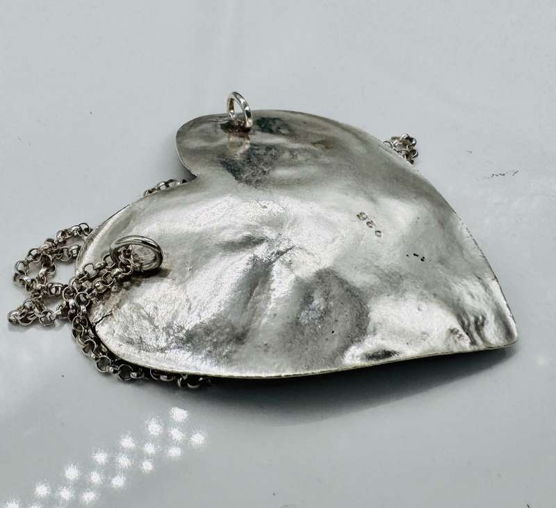 HANDCRAFTED SOLID STERLING SILVER ORGANIC LILY-SHAPED PENDANT WITH NATURAL PEARL