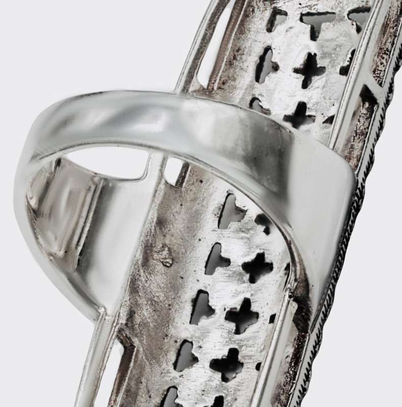 DRAMATIC NATURAL MARCASITE SOLID STERLING SILVER RING. 5,5 cm Long