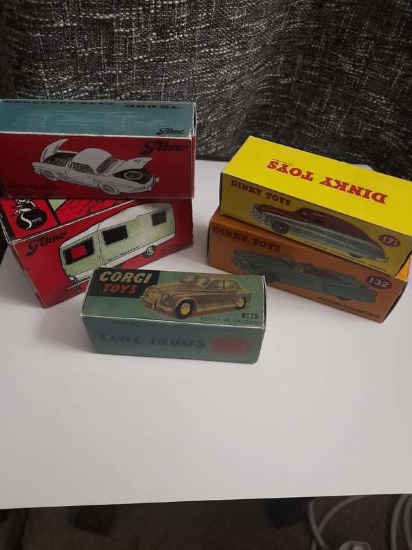 Variety of Corgi,Dinky and Tekno  reproduction boxes for sale