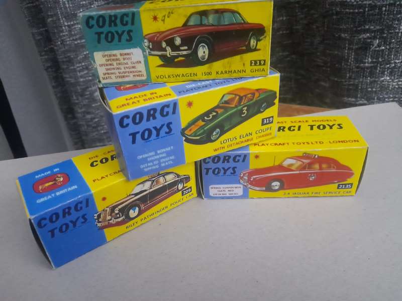 Variety of Corgi,Dinky and Tekno  reproduction boxes for sale