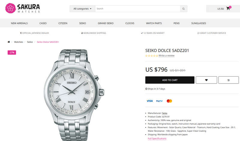 Seiko Dolce Titanium Men's Solar Watch (JDM)