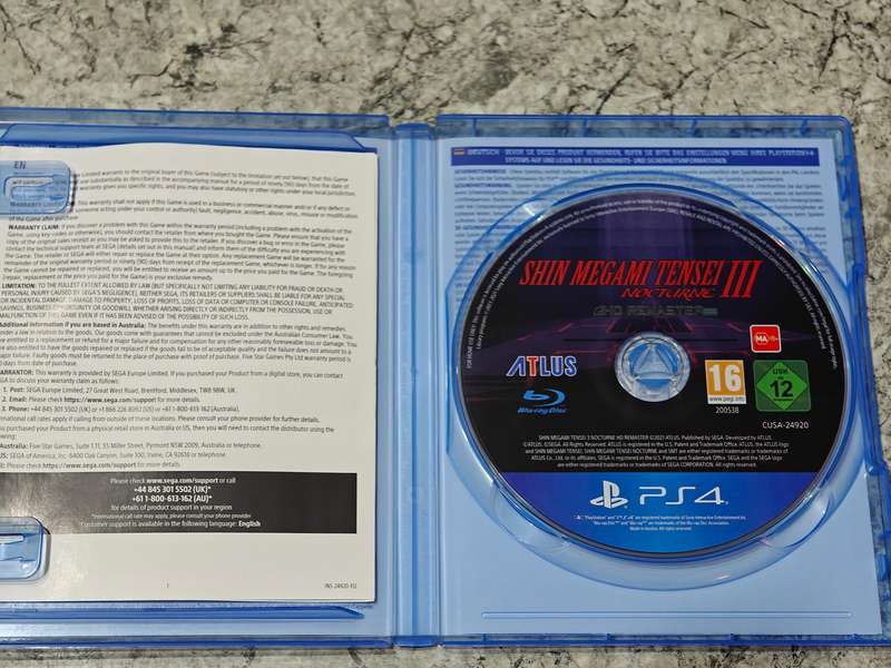Shin Megami Tensei 3 Nocturne HD Remaster PS4 Great Condition!