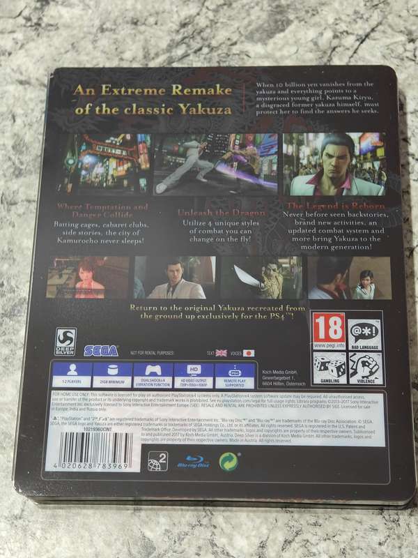 Yakuza Kiwami Steelbook Edition PS4 Like New!