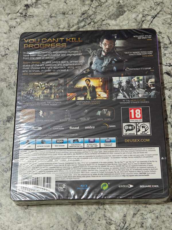 Deus Ex: Mankind Divided Steelbook Edition Brand New & Sealed!