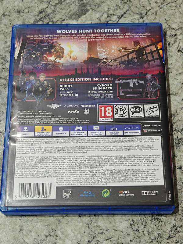 Wolfenstein Yongblood Deluxe Edition PS4 Great Condition!
