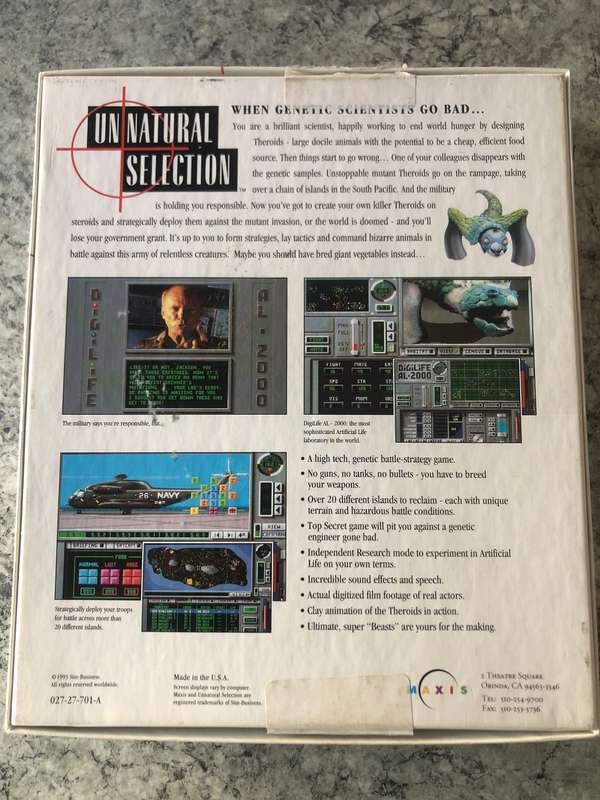 UnNatural Selection PC Big Box 1993 Rare!!