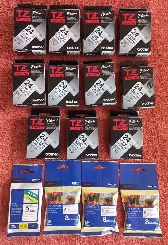 Lot of Brother P-Touch lable printer tape cassettes - see photos & description for more info