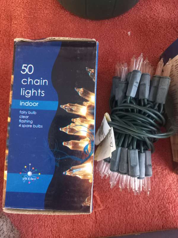 Lot of Coleman & Thermos cooler/warmer, chain lights & strobe light - see photos