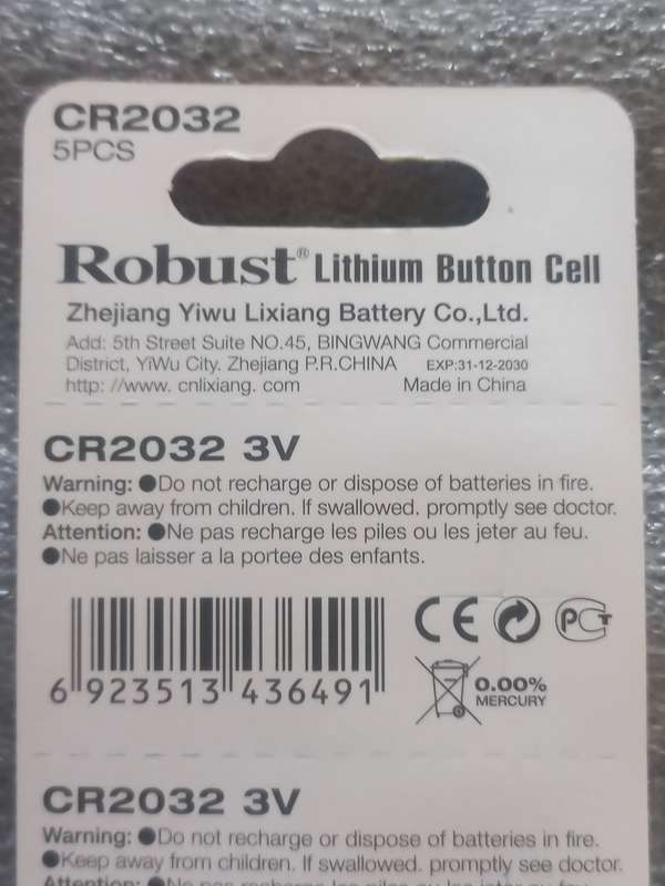 pack of 5x CR2032 3v Lithium battery button cells