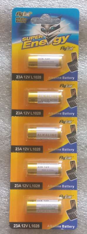 Pack of 5x 12v A23 alkaline - gate & garage door remote batteries