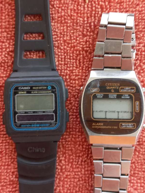 Parts, display or repair - Casio & Citizen watch lot (not working) - see photos & description