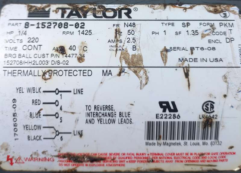 Working order - 220v, 0.20kw, 1/4hp, 1425rpm, foward & reverse  electric motor