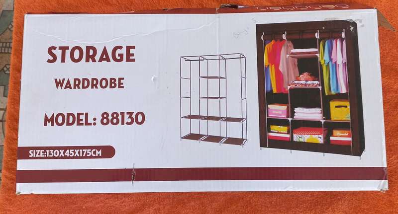 Cotton Collapsible Wardrobe  (Finish Colour - Brown, DIY (OPEN BOX)