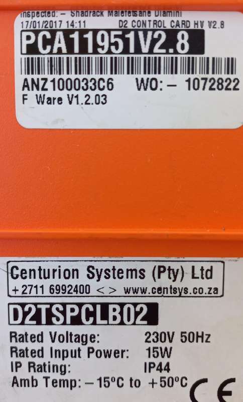 Centurion D2 Turbo sliding gate motor controller pcb pc board