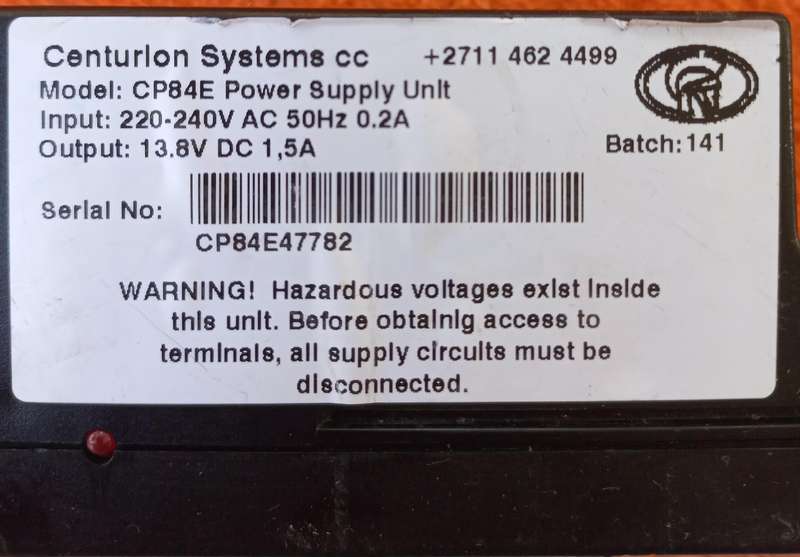 Centurion gate motor 13.8vdc 1.5A power supply - D3, D5(non Evo) & Vector swing gate motor pcb
