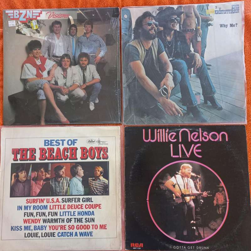 Lot of 4x Lp's - The Beach Boys, BZN, Willie Nelson & Kris Kristofferson