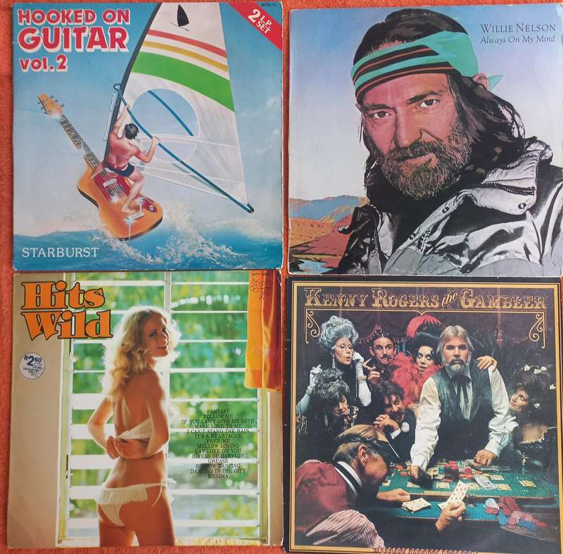 Lot of 4x Lp's - Kenny Rogers, Willie Nelson, Hits Wild & Hooked on Guitar