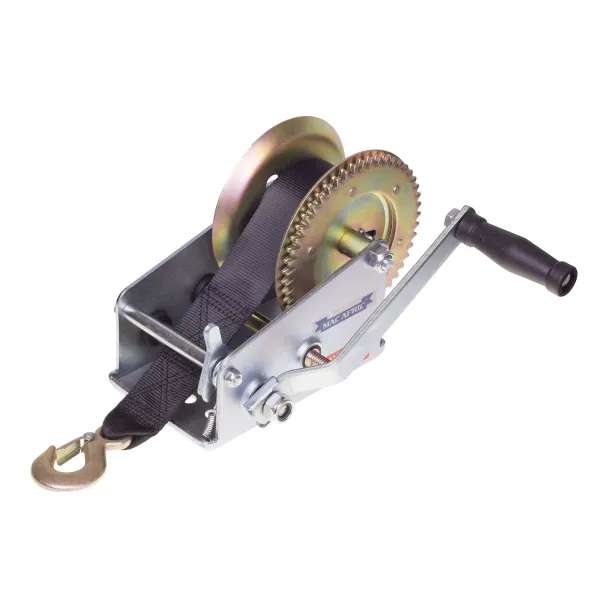 1,360 kg (1.3ton) Hand Gear Winch with 10m Nylon Strap & hook