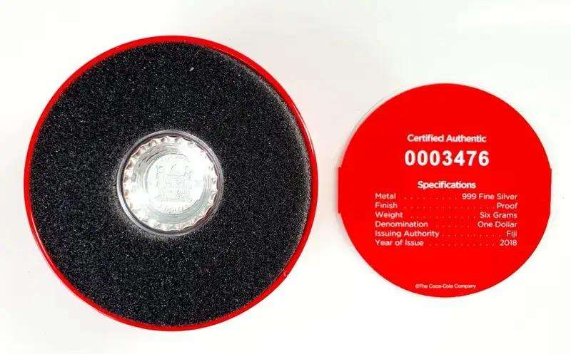 2018 6g Fiji Coca-Cola Global Edition Coin - Bottle Cap .999 Silver
