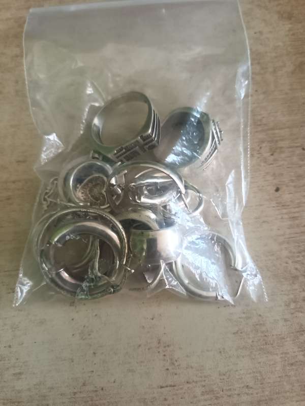Sterling Silver Scrap rings and earrings 44.3 grams